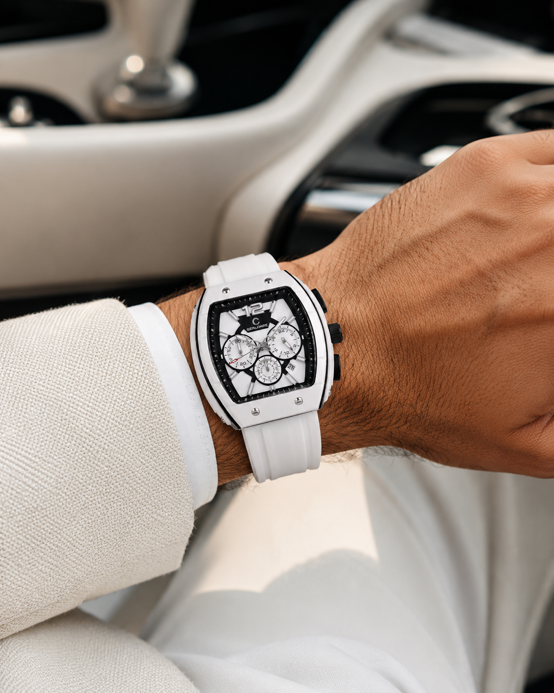 GERLONRE White Chronograph – Luxury Sport Watch
