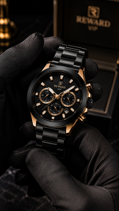 REWARD VIP Chronograph — Black & Rose Gold.